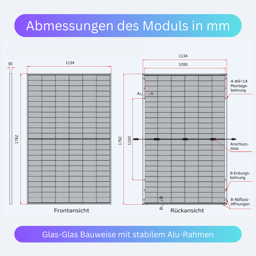 440+ Watt Bifazial (transparent Version) - 1,76m x 1,13m