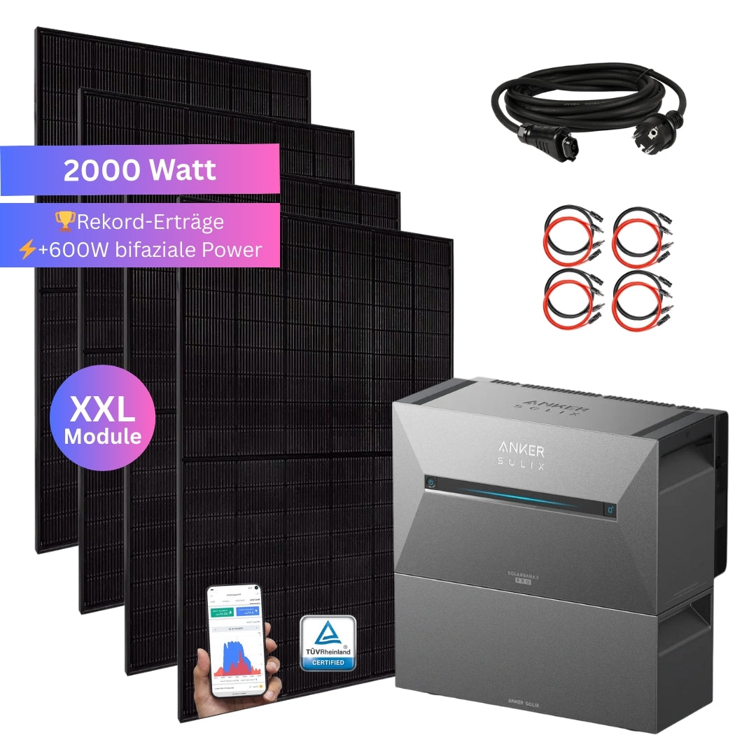 MYVOLTAICS Balkonkraftwerk 2000+ W Set Speicher Anker SOLIX Solarbank 3 ...