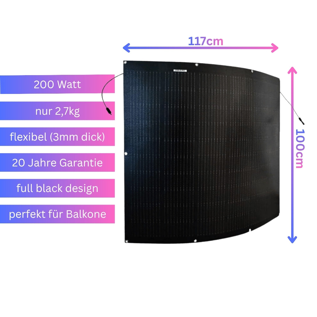 Maßzeichnung SunMan eArc 200 Watt Solarmodul mit Abmessungen 1172 x 1026 mm